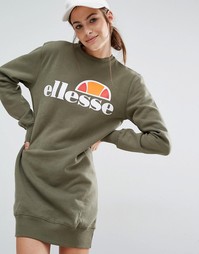 Трикотажное платье с логотипом спереди Ellesse - Пыльный оливковый