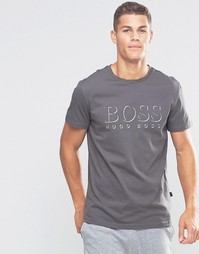 Футболка классического кроя с логотипом Hugo Boss - Серый
