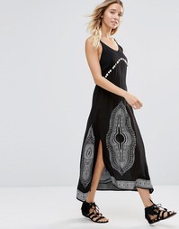 Anmol Maxi Beach Dress with Coin Detailing - Черный