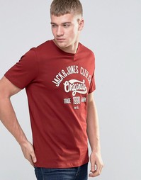 Футболка с принтом логотипа Jack &amp; Jones - Burgundy