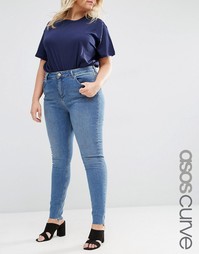 Джинсы скинни со ступенчатой кромкой ASOS CURVE Lisbon Midrise