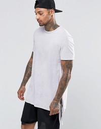 Длинная футболка с разрезами и завязками по бокам ASOS