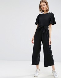 Комбинезон в стиле кимоно с брюками-кюлотами ASOS - Черный