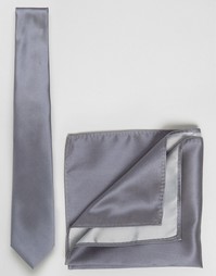 ASOS WEDDING Tie and Pocket Square Pack Dark Purple - Фиолетовый