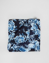 ASOS Pocket Square With Floral Design In Navy - Темно-синий