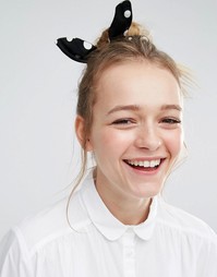 Monki Polka Dot Hair Scrunchie - Черный