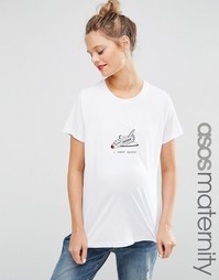 ASOS Maternity T-Shirt with I Need Space Print - Белый