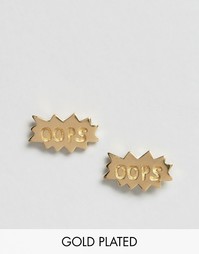 Серебряные позолоченные серьги-гвоздики ASOS - Золотой