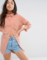 Вельветовая oversize-рубашка с необработанными краями Boohoo - Peach