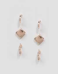 Серьги-гвоздики и серьги-кольца DesignB - Розовое золото