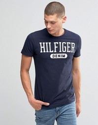 Футболка c логотипом Tommy Hilfiger Denim - Темно-синий