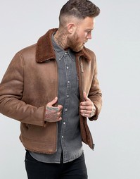 Коричневая куртка из искусственной цигейки ASOS - Рыжий