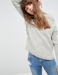 Полушерстяной джемпер с пуговицами ASOS - Светло-серый меланж