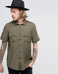 Рубашка классического кроя цвета хаки в стиле милитари ASOS - Хаки