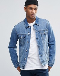 Голубая джинсовая куртка зауженного кроя ASOS - Синий