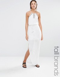 Платье макси с халтером и вышивкой Vero Moda Tall - Белый