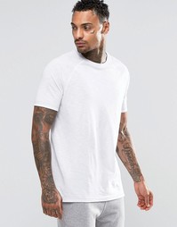 Белая меланжевая удлиненная футболка в стиле casual ASOS - Белый