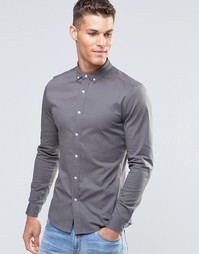 Серая облегающая рубашка с длинными рукавами ASOS - Серый