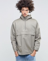 Песочная хлопковая куртка через голову с капюшоном ASOS - Stone