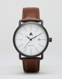 Часы в минималистском стиле с коричневым ремешком ASOS - Коричневый