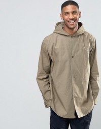 Рубашка с капюшоном и длинными рукавами ASOS - Хаки