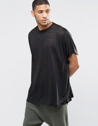 Черная oversize-футболка в льняном стиле ASOS - Черный