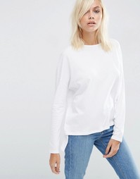 Oversize-топ с длинными рукавами и разрезом на спине ASOS - Белый