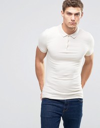 Бежевая облегающая футболка-поло ASOS - White cap grey