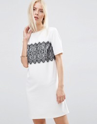 Цельнокройное платье с кружевной вставкой ASOS