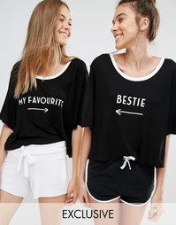 2 пижамные футболки Chelsea Peers My Favourite Bestie - Черный