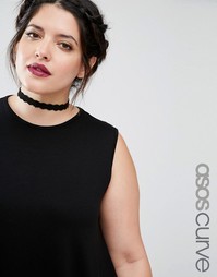Ожерелье-чокер с резной отделкой ASOS CURVE - Черный
