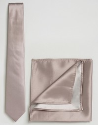 Галстук и платок для пиджака ASOS WEDDING - Stone