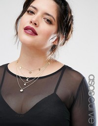 Многоярусное ожерелье‑чокер ASOS CURVE - Золотой