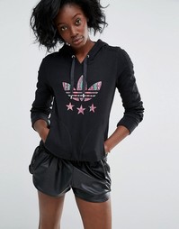 Худи узкого кроя с логотипом Adidas - Черный