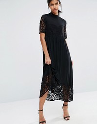 Платье миди с кружевными вставками Vero Moda - Черный