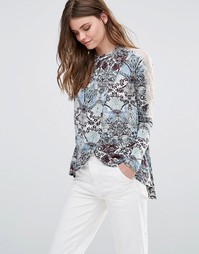 Топ с полупрозрачными вставками Free People Nouveau - Snow combo