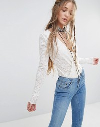 Кружевное боди Free People Sneaky Supplie - Белый