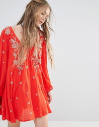 Платье мини с вышивкой Free People Sweet Tennessee - Красный смешанный