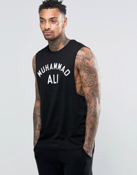 Футболка с глубокими проймами и принтом Muhammed Ali ASOS - Черный