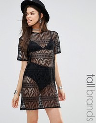 Сетчатое платье‑футболка с выжженным эффектом Missguided Tall - Черный