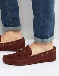 Замшевые мокасины с кисточками и золотистыми деталями ASOS - Burgundy
