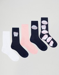 Набор из 5 пар носков с принтом фаст-фуд ASOS - Мульти