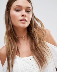 DesignB London Feather Charm Choker - Золотой