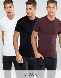Набор из 3 футболок-поло ASOS - СКИДКА 20%