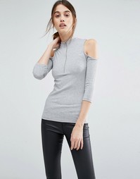 Топ в рубчик с вырезами на плечах и молнией Vero Moda - Lgm