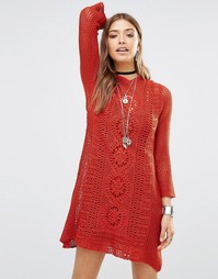 Ажурное платье Free People Rosalind Swit - Выгоревший оранжевый