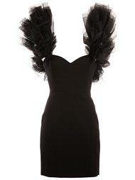 платье мини с многослойной отделкой на плечах Saint Laurent