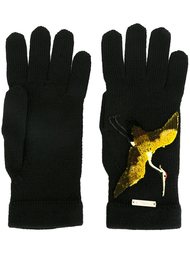 перчатки с вышитой птицей Dsquared2