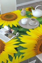 Скатерть 3D Подсолнухи Сирень