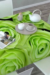 Скатерть 3D Зеленые розы Сирень